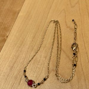 Gold plated raw ruby necklace